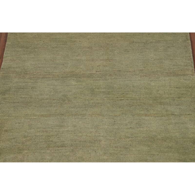 Hand Knotted Oriental 100% Wool Carpet Modern Solid Green Gabbeh Area Rug - 5' 0'' X 3' 5''