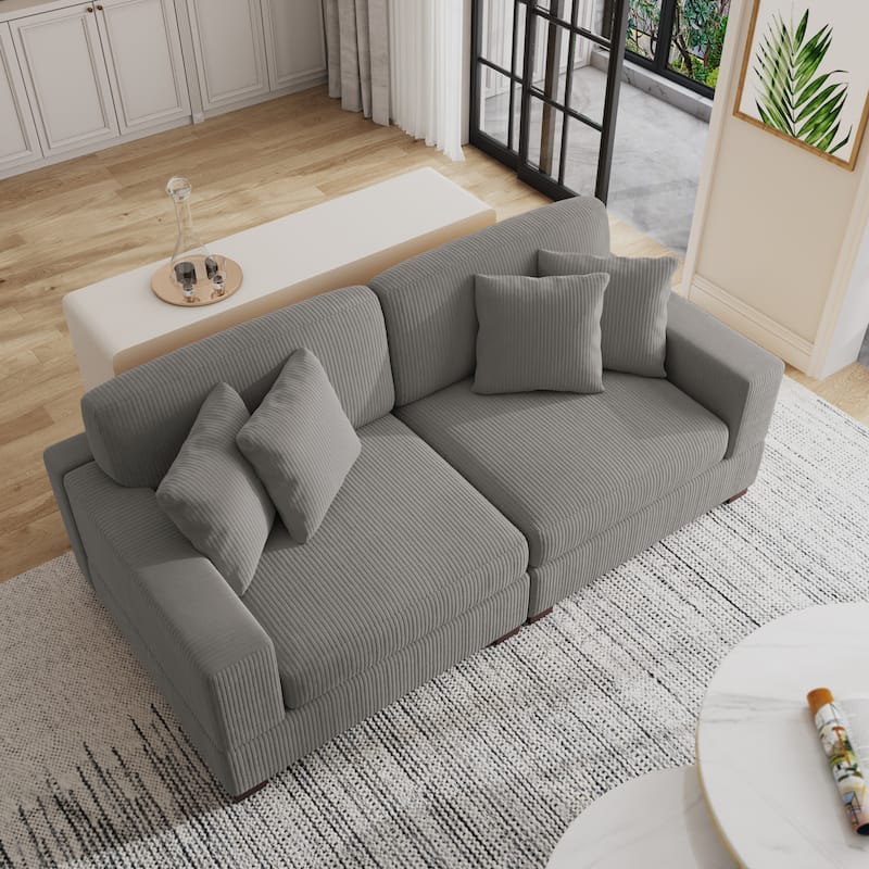 Oversized Modular Sectional Sofa Set with Pillows for Living Room - Light Grey/2 Armchair