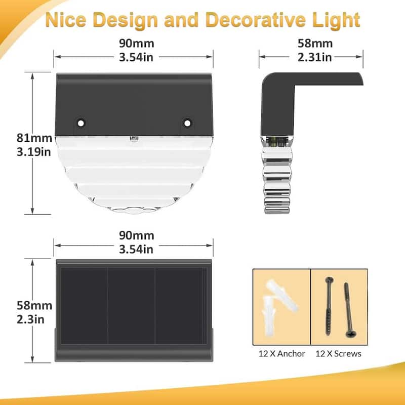 Solar Deck Lights, Solar Fence Step Lights Outdoor Waterproof LED - 6 Pack