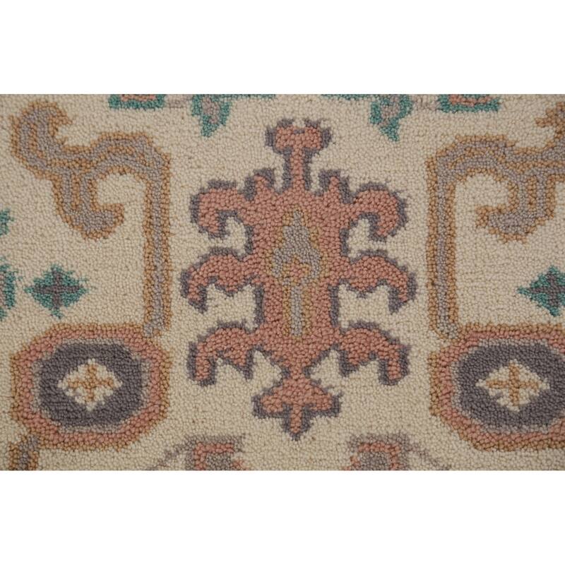 Ivory Oushak Oriental Runner Rug Hand-Knotted Wool Carpet - 2'7"x 7'11"