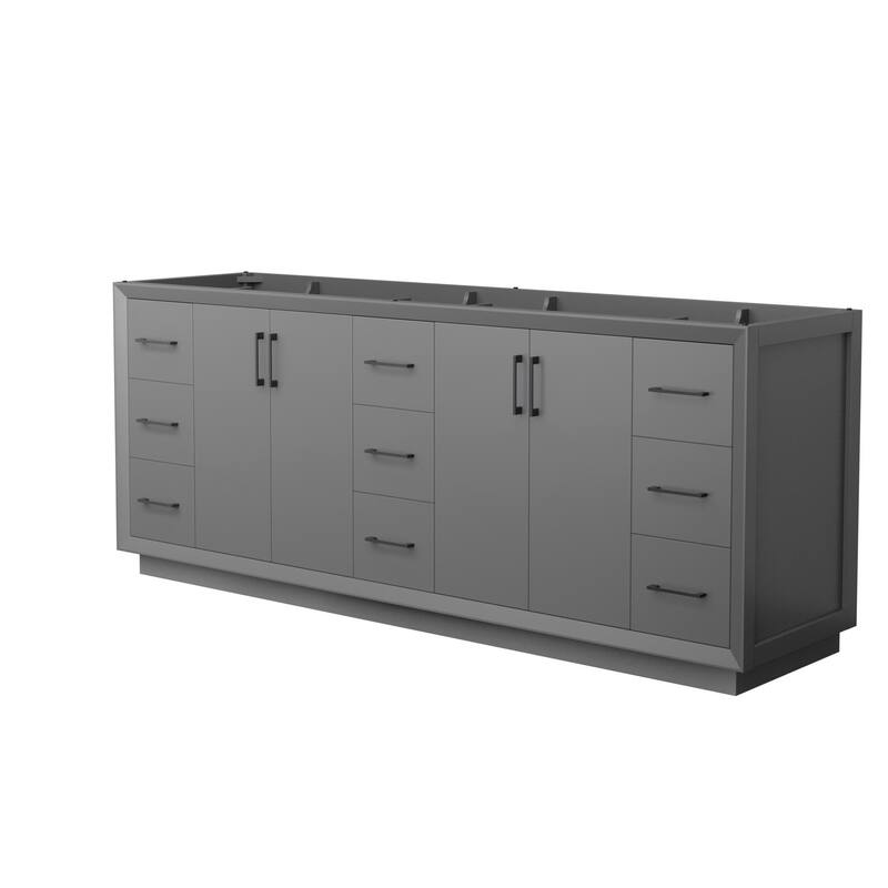 Wyndham Collection WCF414184D-CXSXX-MXX Strada 83" Double Free - Dark Gray / Matte Black Hardware