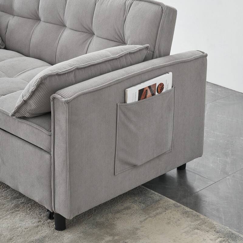 55" Corduroy Double Upholstered Sofa Bed
