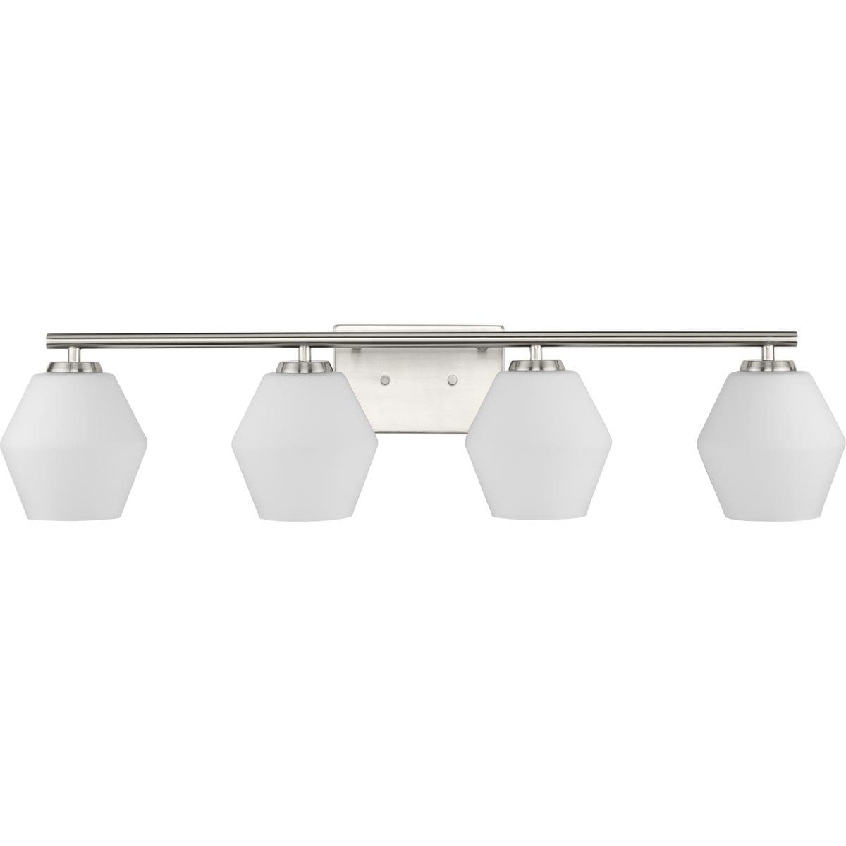 Progress Lighting Copeland Collection Four-Light Brushed Nickel Mid-Century Modern Vanity Light - 33 in x 7 in x 7.5 in