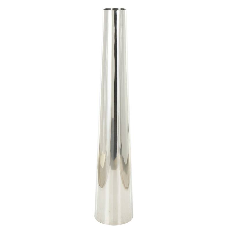 Gold or Silver Stainless Steel Metal Minimalistic Tall Floor Cone Vase