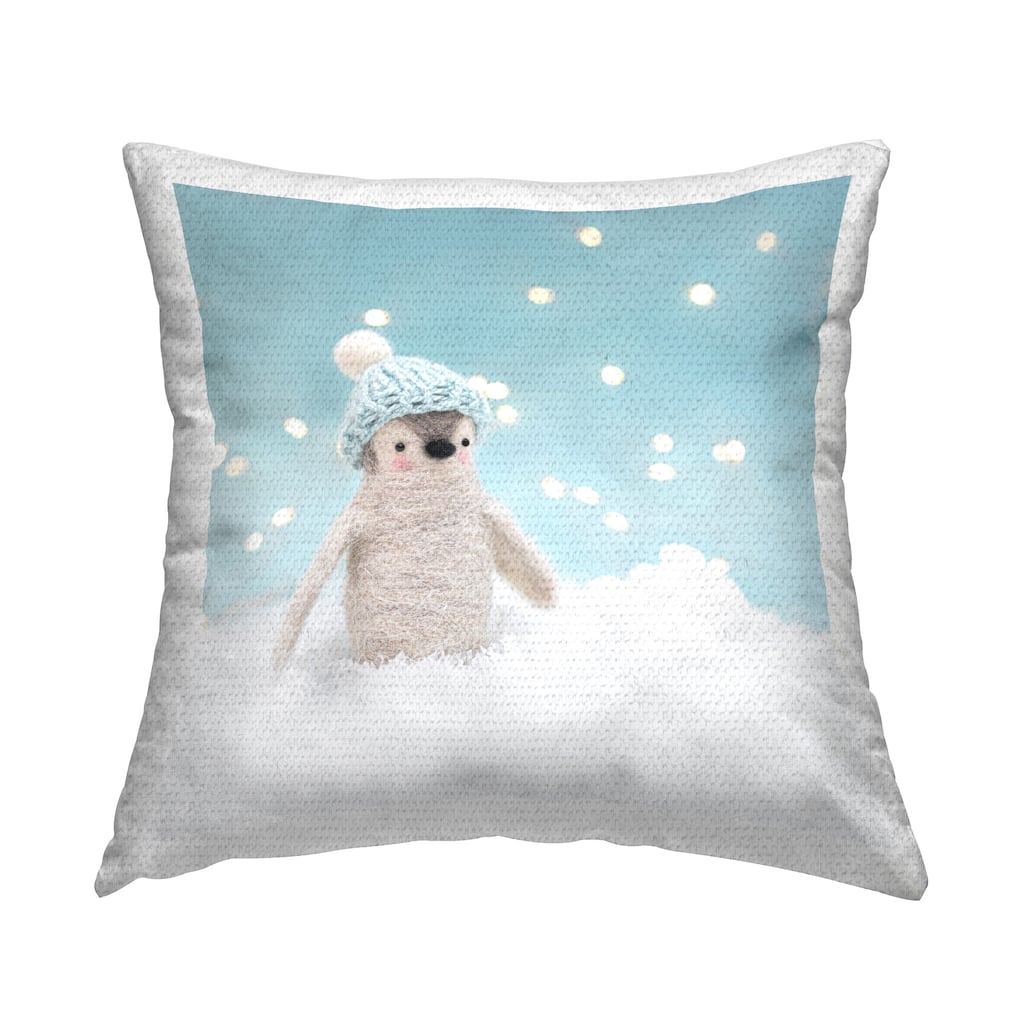 Stupell Winter Snow Scene Penguin Printed Outdoor Throw Pillow Design by Lemon & Sugar