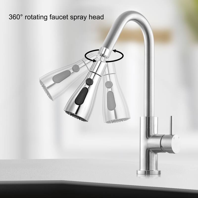 360° Swivel Kitchen Faucet Sprayer Head 3 Functions Sink Spray Nozzle - 101 x 52 mm