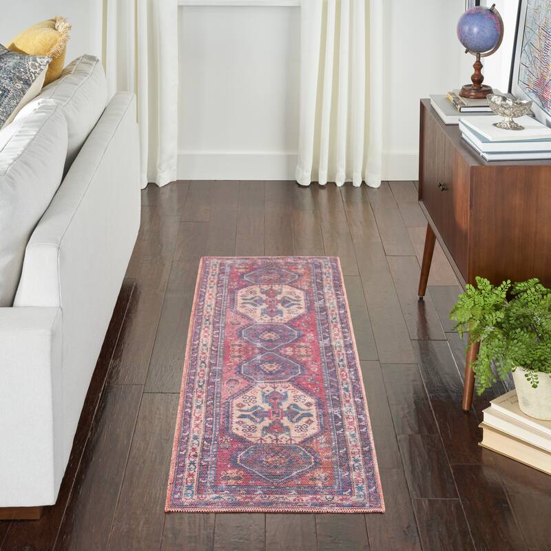 New Concept Washables Machine Washable Vintage Boho Medallion Area Rug - 2' x 6' - Rectangle