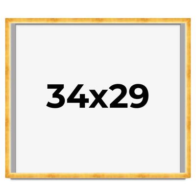 34x29 Shadow Box Frame Gold | 1.625 Inches Deep Real Wood Traditional