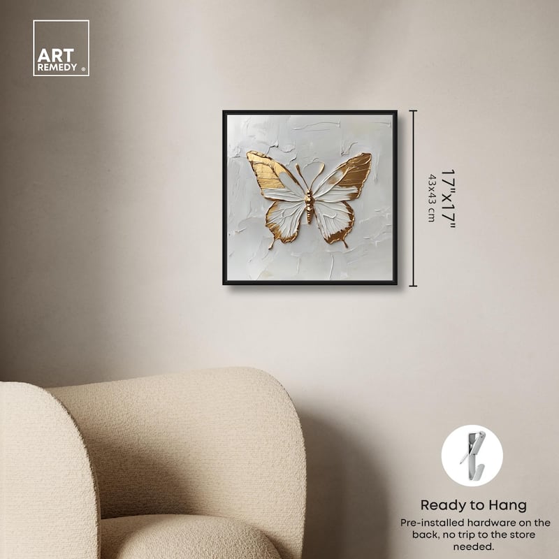 Simple Golden Butterfly Canvas by Art Remedy