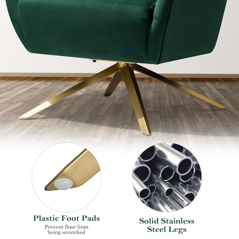 Modern Upholstered 360-degree Swivel Accent Chair Faux Leather Sofa Chair