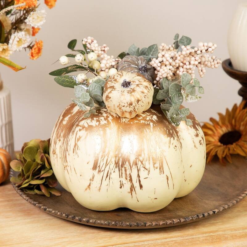 Mini Pumpkins and Berries Glittered Fall Harvest Decoration - 9"
