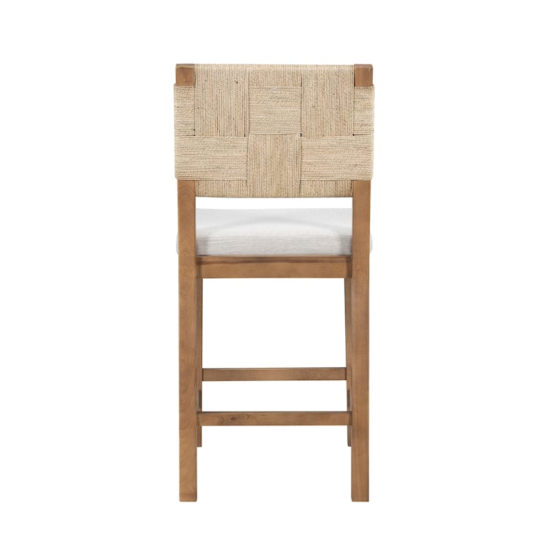 Christopher Knight Home - Amelia Woven Elegance Bar Stool with Rubberwood Frame (Set of 2)