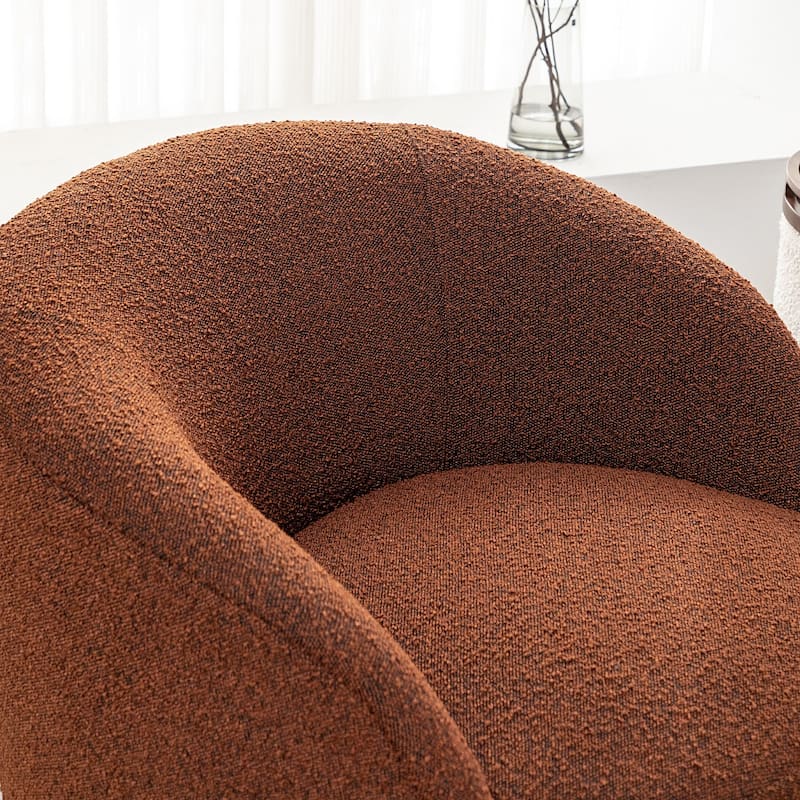 KINWELL 34" W Upholstered Boucle Swivel Barrel Accent Chair