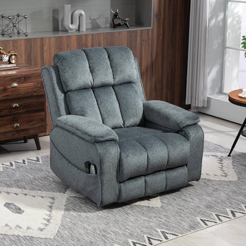 Power Lift Recliner with Extended Footrest,Overstuffed Chenille Dual Motor Recliners with Heat/Message,USB Type C Charging