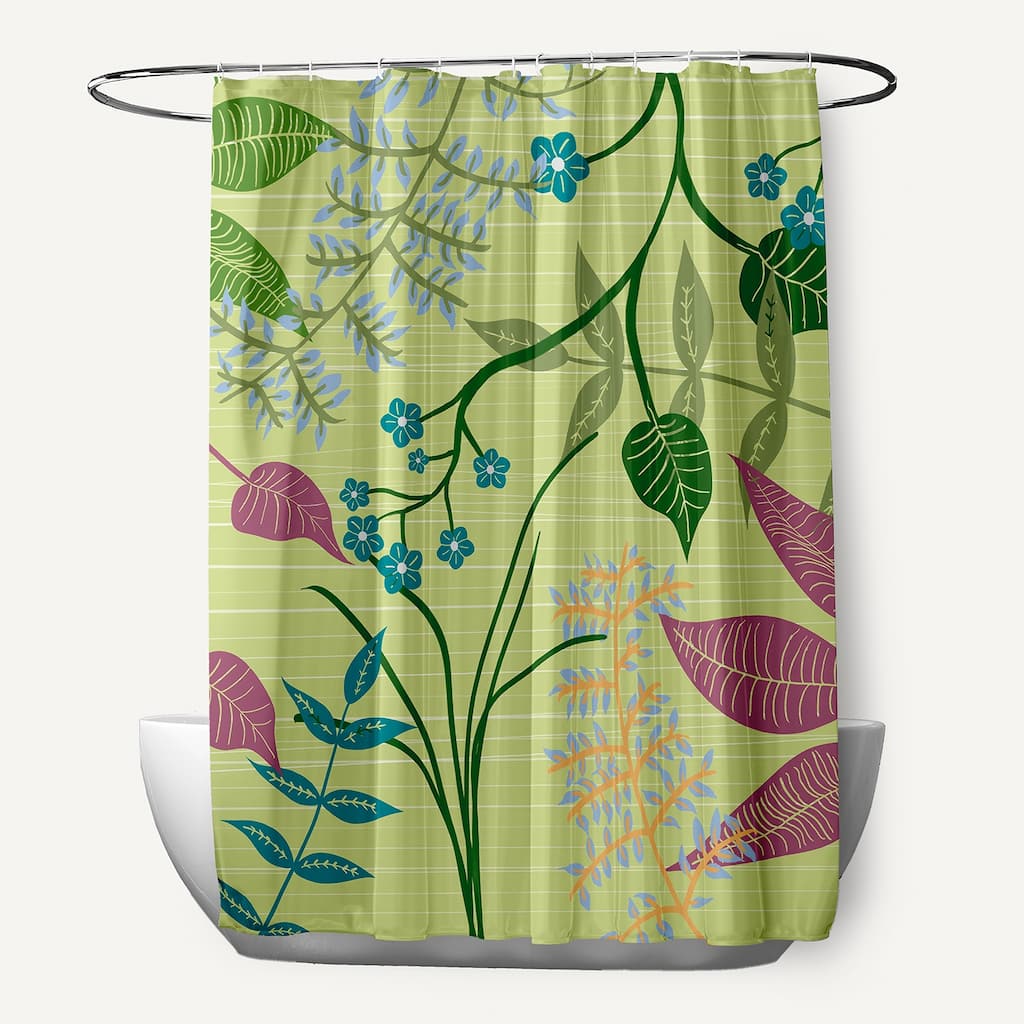 71 x 74 Botanical Floral Print Shower Curtain