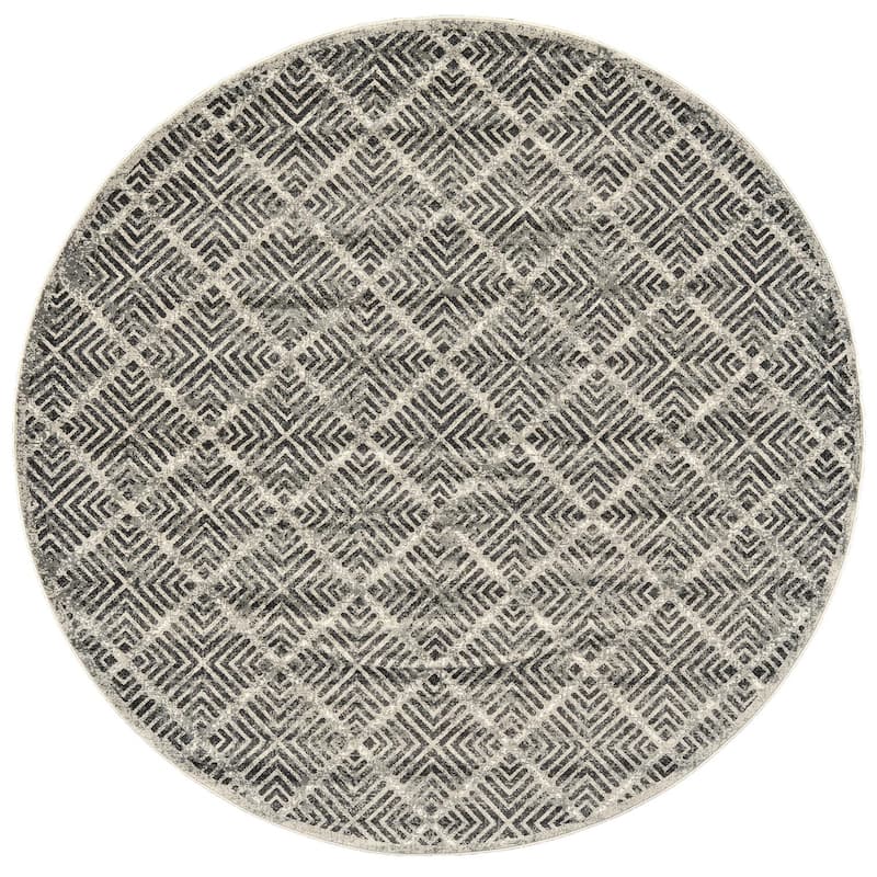 Alessandria Distressed Geometric Rug, Gray/Taupe, Runner
