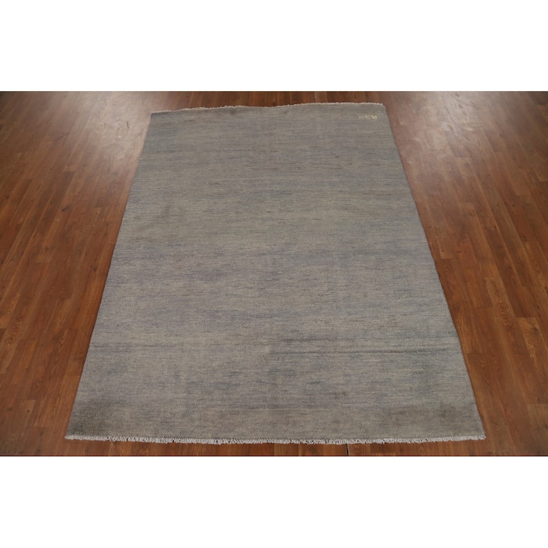 Gray Modern Gabbeh Oriental Area Rug Handmade Wool Carpet - 4'10" x 6'5"
