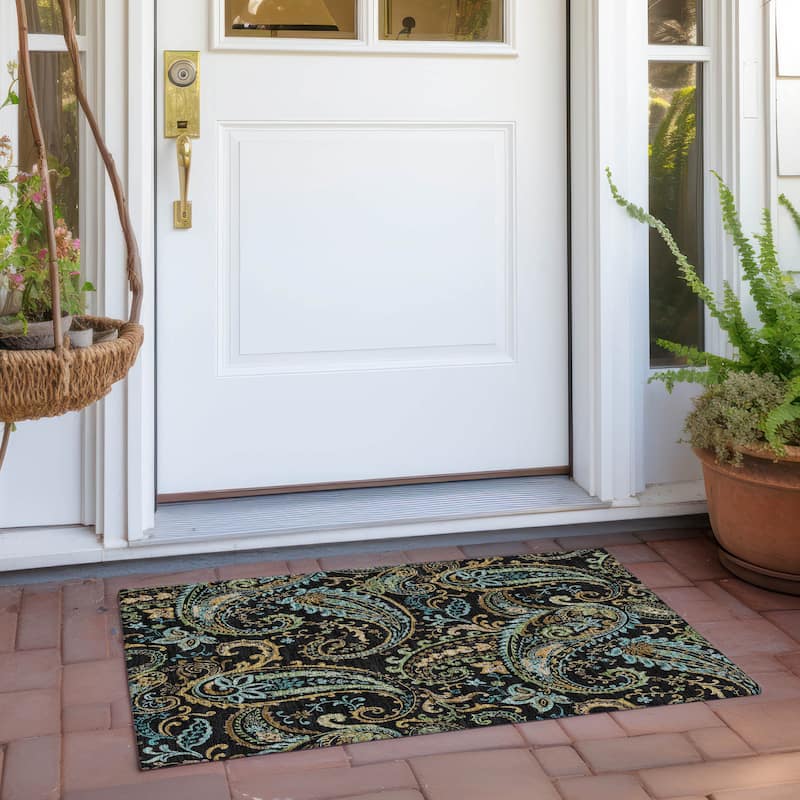Machine Washable Indoor/ Outdoor Paisley Chantille Rug