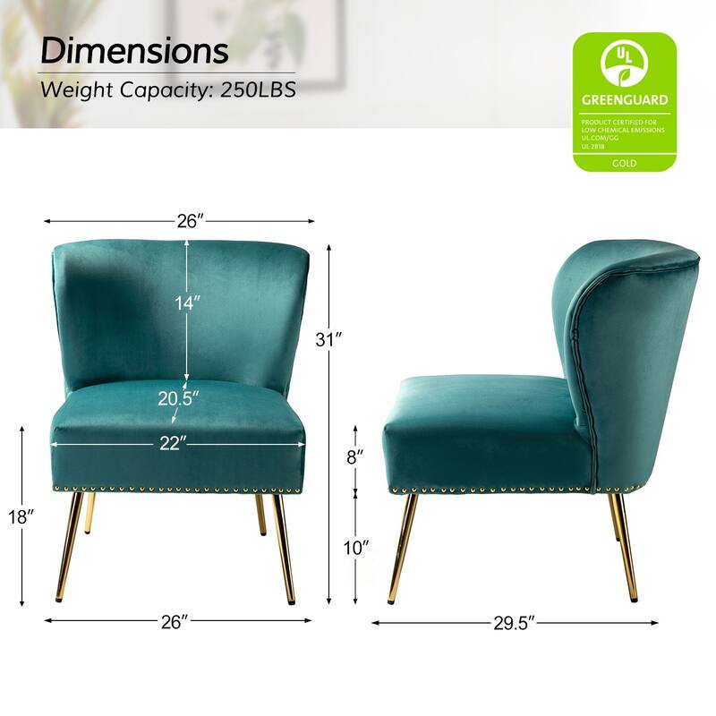 Celtia Modern Velvet Accent Side Chair with Nailhead Trim by HULALA HOME