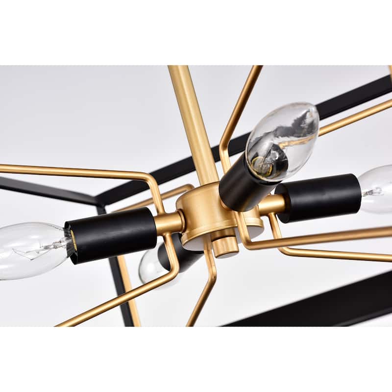 Jaysen Matte Black+Gold 4-Light Geometric Metal Semi-Flush Mount