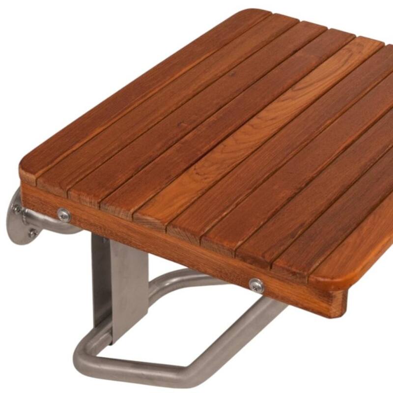 14" X 22" Brown Teak Rectangular Shower Bench