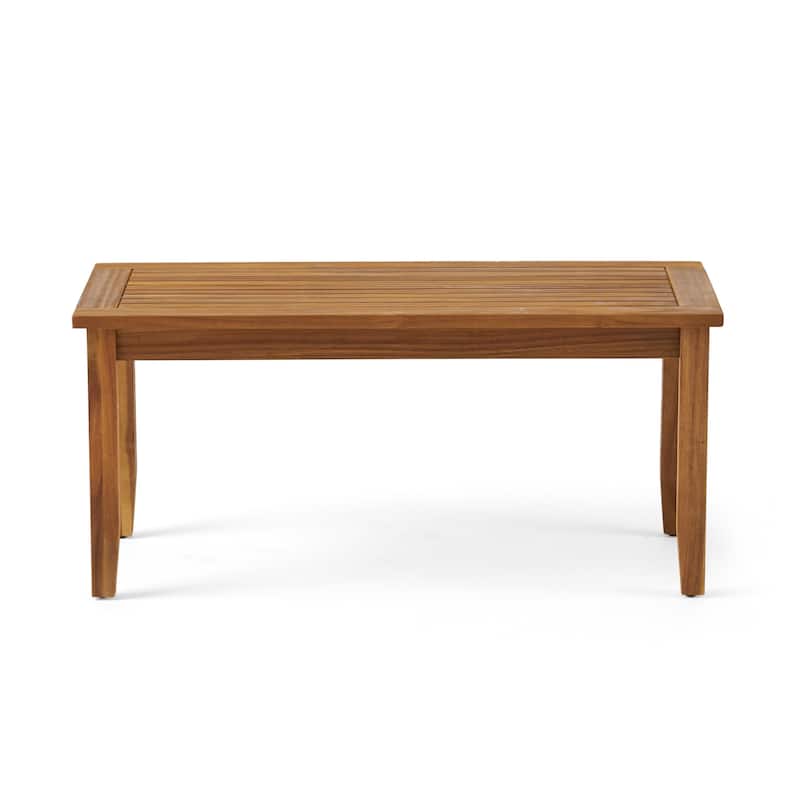 Acacia Wood Loveseat with Coffee Table Set 51W Outdoor Patio Water Resistant Cushions