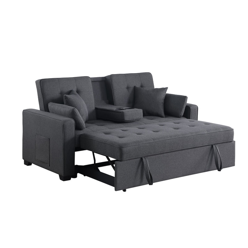 Cody II 70"W Convertible Sleeper Loveseat with Dropdown Console, Cup Holders, Charging Ports, Pocket, and Pocket Coil Seating