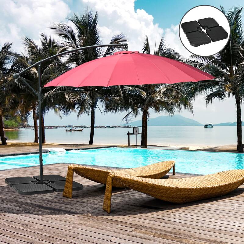 Outsunny 4PCs 175lb Cantilever Patio Umbrella Base Weights for Offset Banana Umbrella, HDPE Water - Black