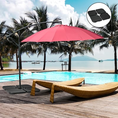Outsunny 4PCs 175lb Cantilever Patio Umbrella Base Weights for Offset Banana Umbrella, HDPE Water