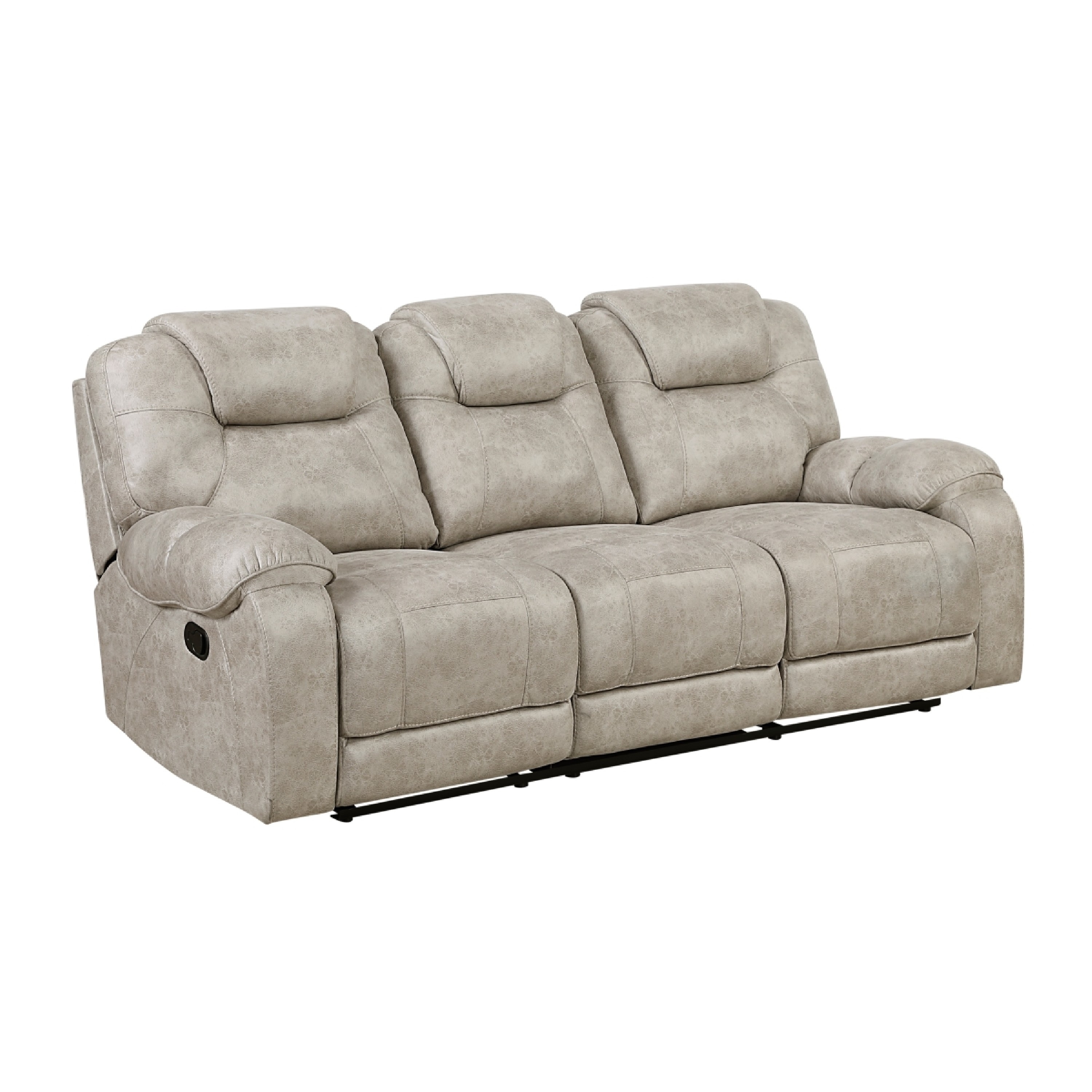 Lily Manual Reclining Sofa, Polished Pewter Gray Microfiber and Foam