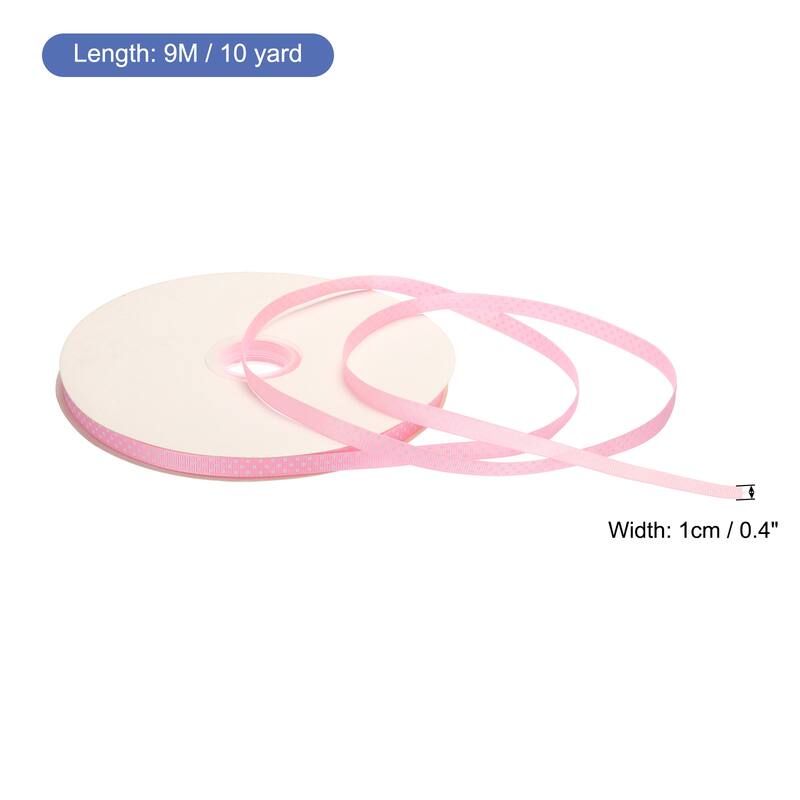 Grosgrain Ribbons with Dots Ribbon Bow Decoration - Pink - 100 Yards 3/8 Inch
