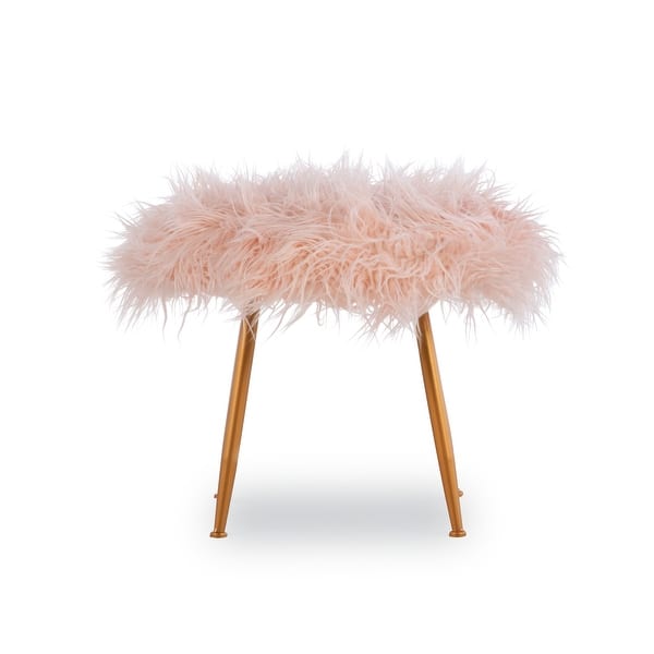 pink mongolian fur stool