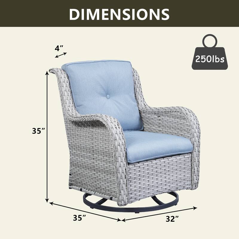 Pocassy Outdoor Wicker Glider Swivel Club Chairs (Set of 2)