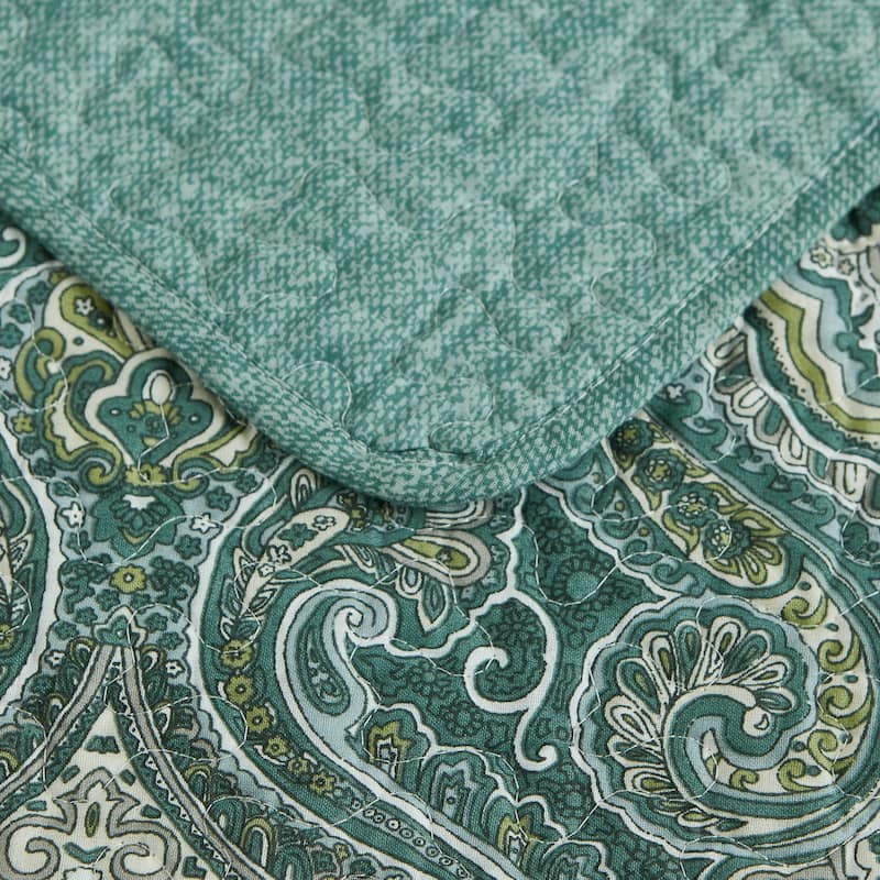 Tommy Bahama Turtle Cove Green Cotton Reversible Quilt Set