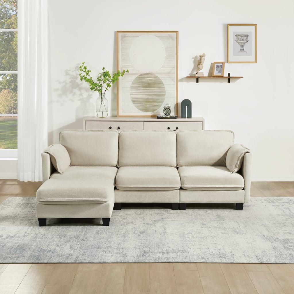 GDFStudio - 93.5" Modular L-Shaped Upholstered Sofa with Storage