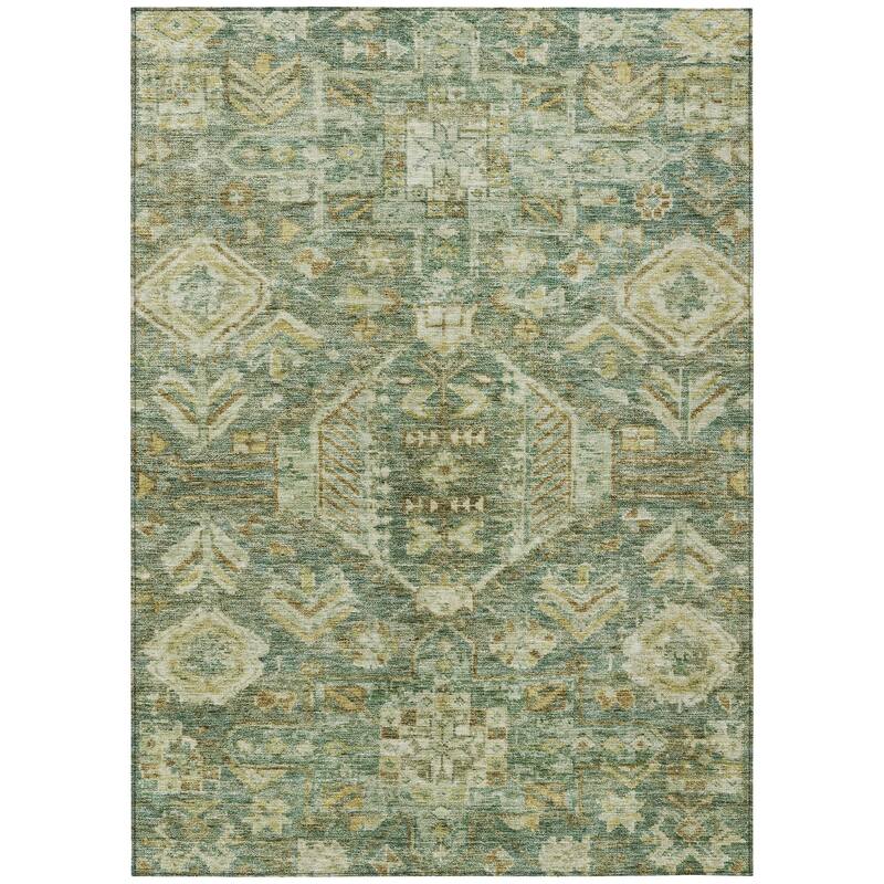 Machine Washable Indoor/ Outdoor Boho Traditional Chantille Rug