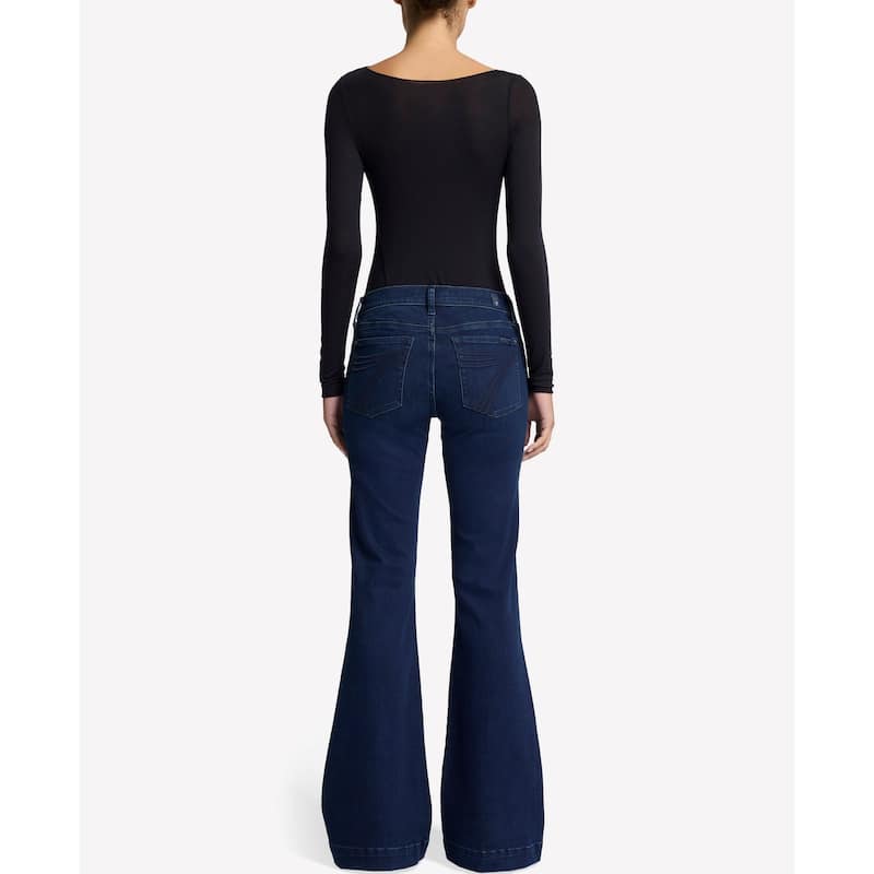 7 For All Mankind Women's Dojo Mid-Rise Wide Leg Flare Jeans