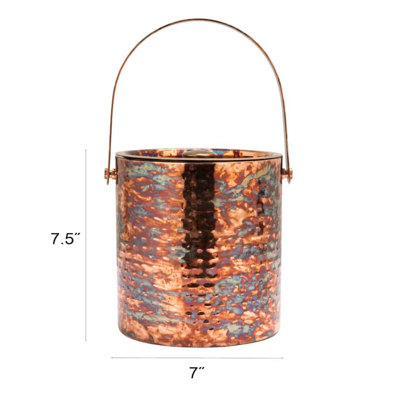 Hammered Oxidized Stainless Steel Ice Bucket