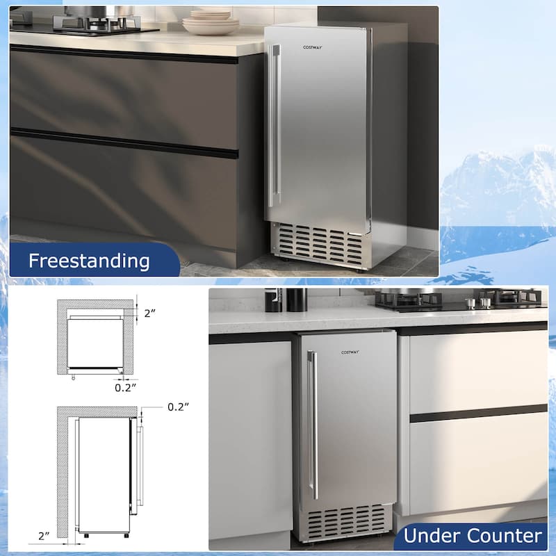 Costway Under Counter Nugget Ice Maker with Self-Cleaning 80 lbs/Day - See Details