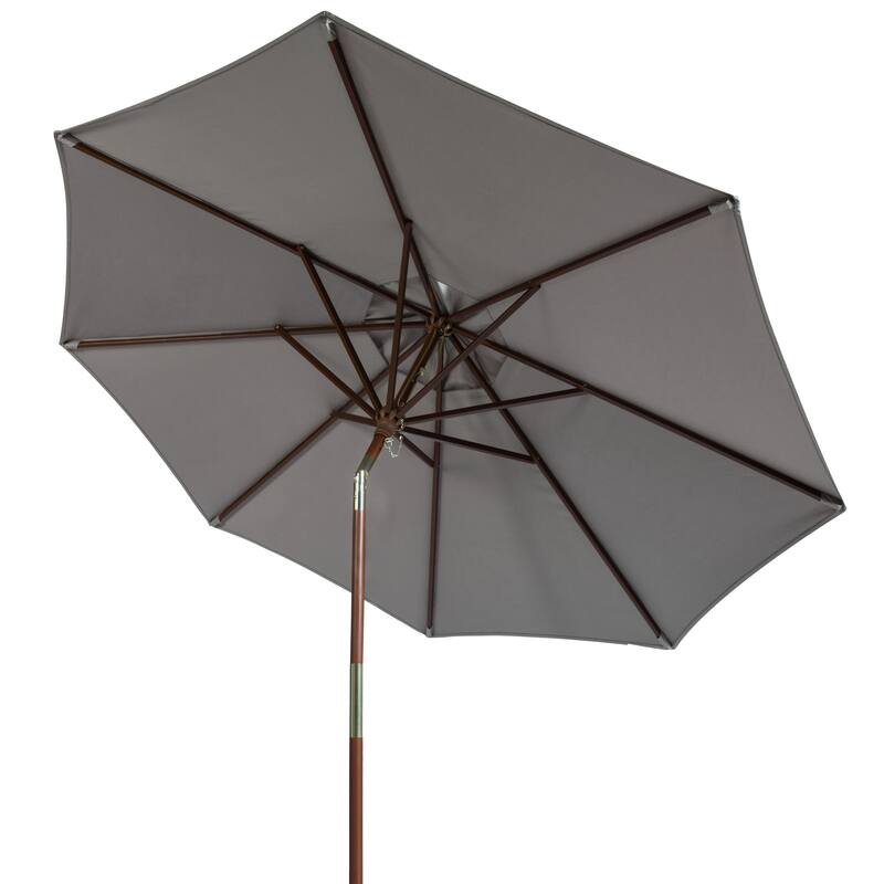 SAFAVIEH Zlatana 9 Ft Wooden Outdoor Umbrella