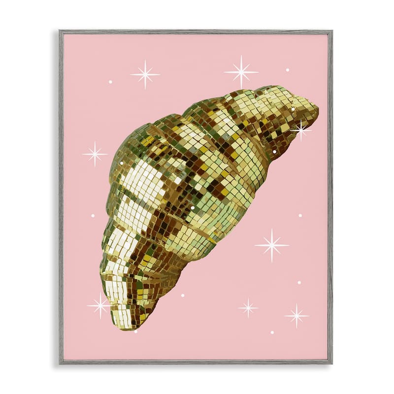 Stupell Luminous Disco Croissant Framed Giclee Art Design By Lil' Rue - 24 x 30 - Grey