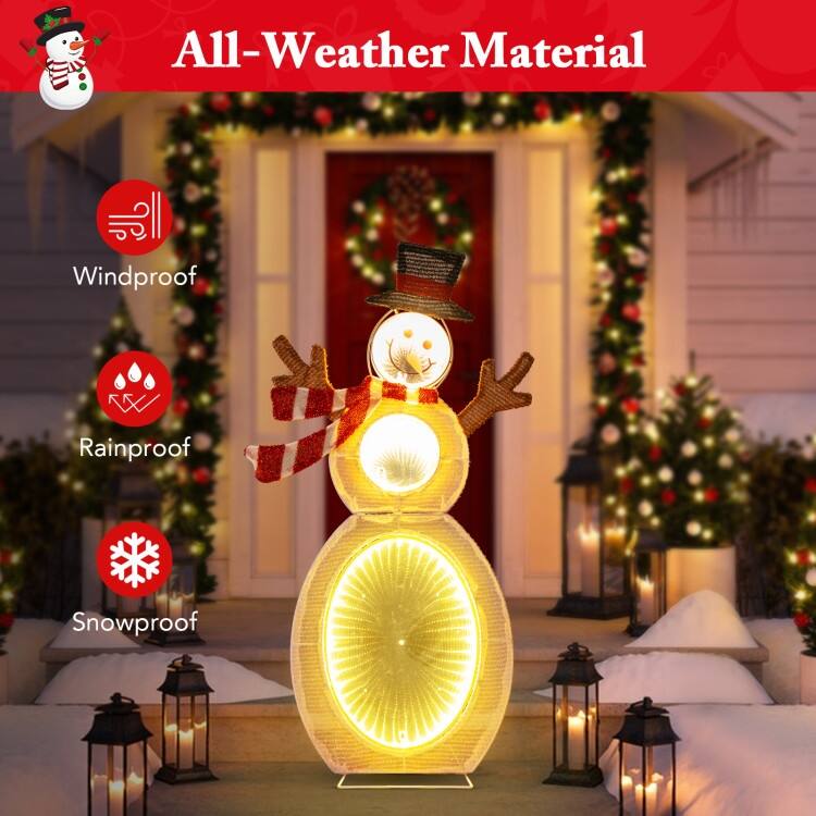 Lighted 2.6 ft Multicolor Snowman with 105 LED Lights for Indoor and Outdoor Christmas Display - 1.5 x 1 x 2.6 ft