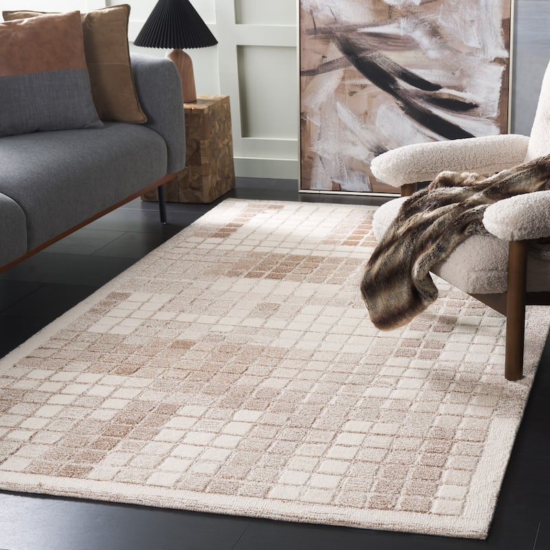 SAFAVIEH Handmade Ebony Rolande Wool Rug - 9' x 12' - Ivory/Brown