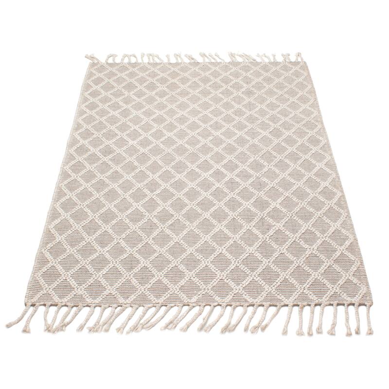 ECARPETGALLERY Braid weave Sienna Grey Wool Rug - 5'2 x 7'8