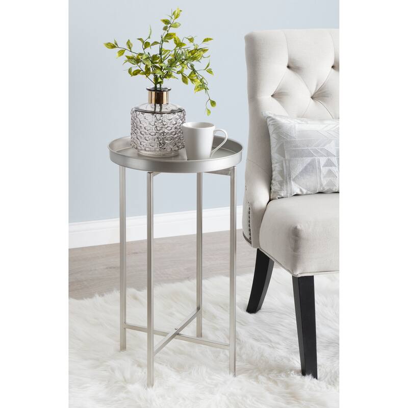 Kate and Laurel Celia Round Foldable Metal Accent Table