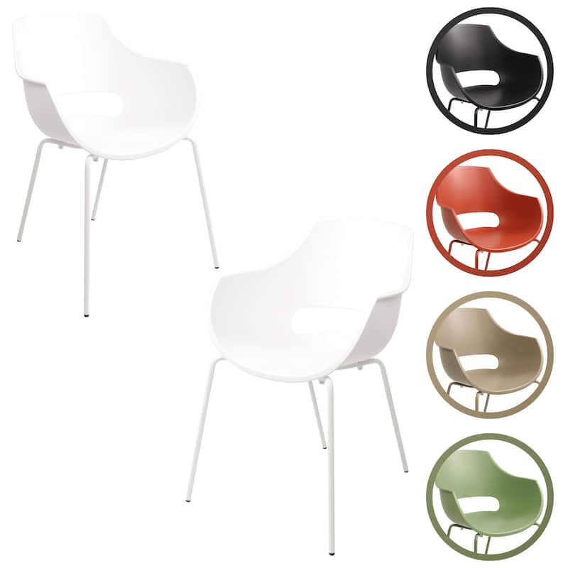 Furnish Theory Urban-ML Pro Indoor/Outdoor Stackable Dining Armchairs Polypropylene Shell & Powder-Coated Steel Legs (Set of 2)