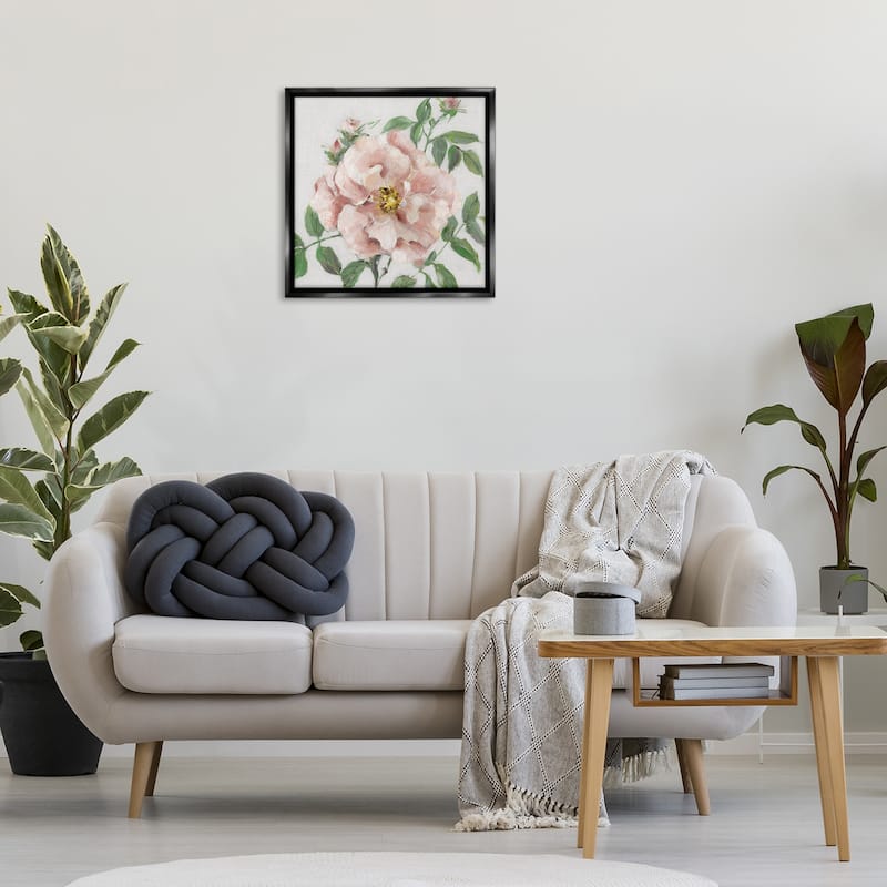 Stupell Traditional Single Pink Blossom Framed Floater Canvas Wall Art Design By Sally Swatland