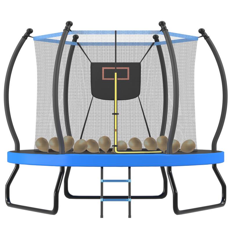 YC Pumpkin Trampoline - Ladder, Black Red - Blue - 120