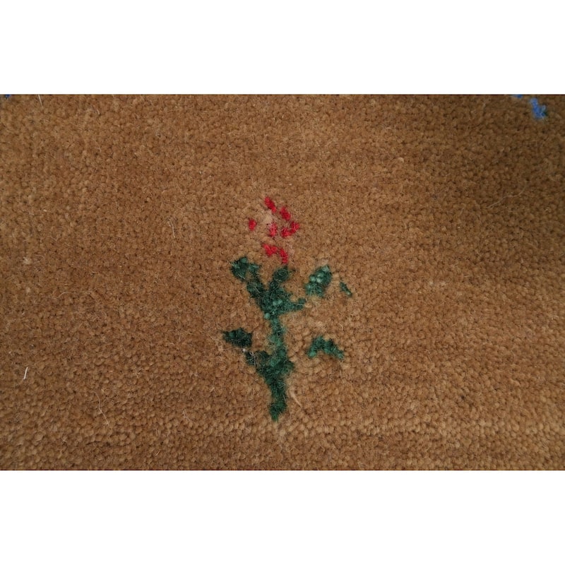 Hand Knotted Oriental 100% Wool Carpet Tribal Animal Pictorial Brown Gabbeh Runner Rug - 8' 1'' X 2' 5''