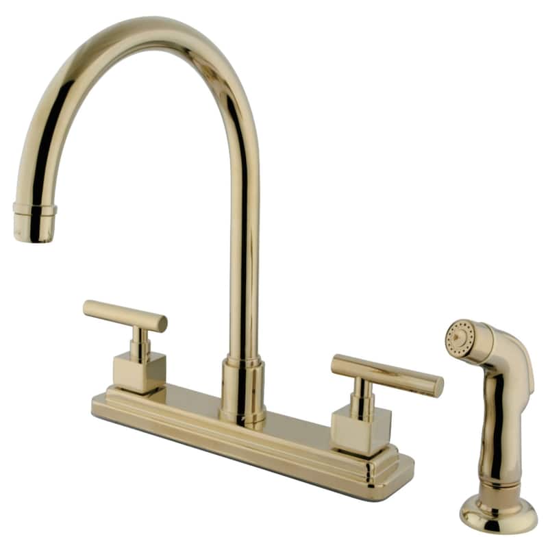 Kingston Brass Claremont Centerset Kitchen Faucet with Deck Plate, - Polished Brass
